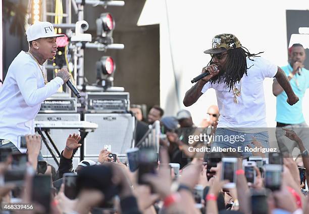 Rappers Tyga and Wale performs at Revolt Live Hosts Exclusive "Furious 7" Takeover with Musical Performances From the Official Motion Picture...