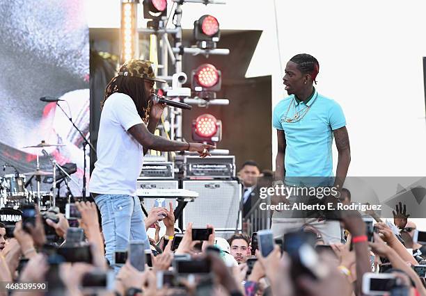 Rappers Wale and Rich Homie Quan perform at Revolt Live Hosts Exclusive "Furious 7" Takeover with Musical Performances From the Official Motion...