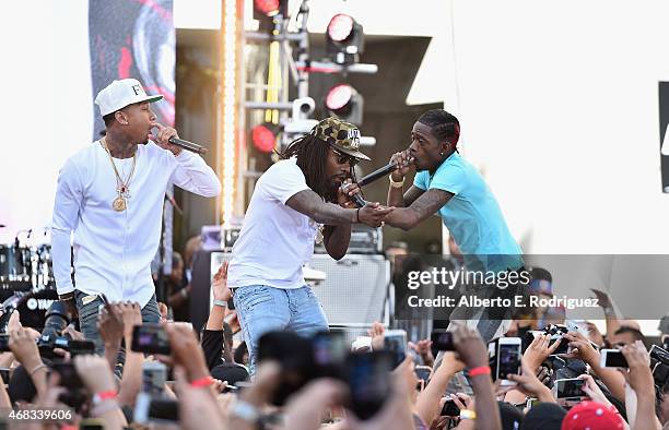 Rappers Tyga, Wale and Rich Homie Quan perform at Revolt Live Hosts Exclusive "Furious 7" Takeover with Musical Performances From the Official Motion...