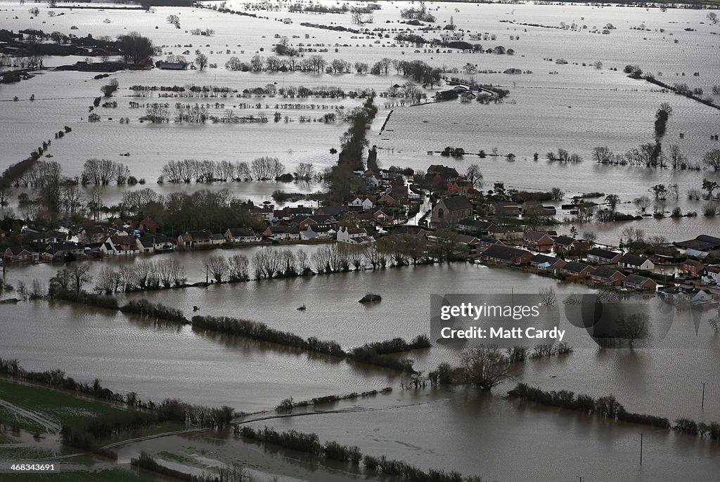 Aerial Views Show The Extent Of The Flooding On The Somerset Levels