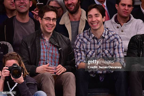 Christian Long and Justin Long attend Brooklyn Nets vs New York Knicks game at Madison Square Garden on April 1, 2015 in New York City.