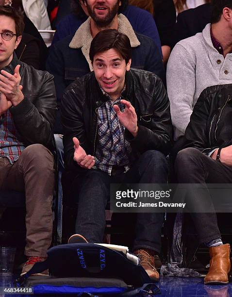 Justin Long attends Brooklyn Nets vs New York Knicks game at Madison Square Garden on April 1, 2015 in New York City.