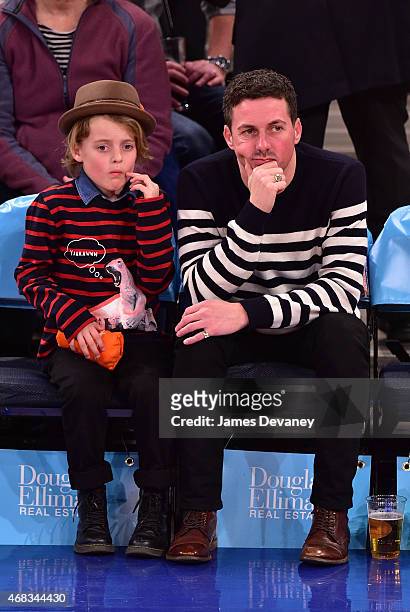 Grey Gardner and Dave Gardner attend Brooklyn Nets vs New York Knicks game at Madison Square Garden on April 1, 2015 in New York City.