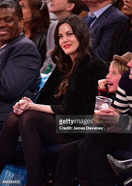 Liv Tyler attends Brooklyn Nets vs New York Knicks game at Madison Square Garden on April 1, 2015 in New York City.