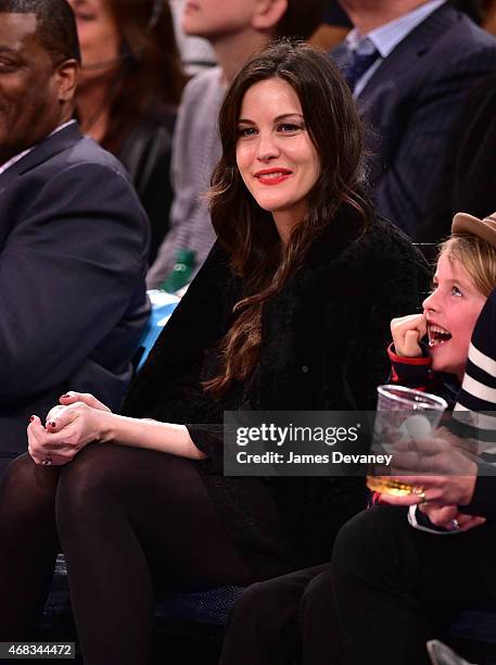 Liv Tyler attends Brooklyn Nets vs New York Knicks game at Madison Square Garden on April 1, 2015 in New York City.