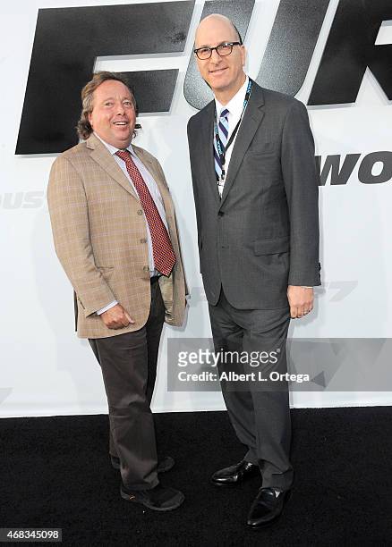 Rich Gelfond and Greg Foster arrive for the Premiere Of Universal Pictures' "Furious 7" held at TCL Chinese Theatre on April 1, 2015 in Hollywood,...