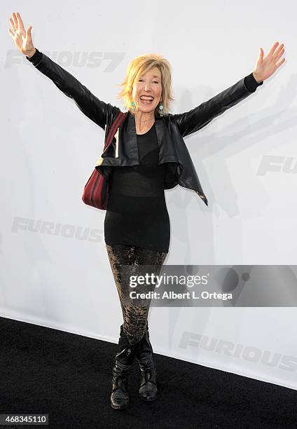 Actress Lin Shaye arrives for the Premiere Of Universal Pictures' "Furious 7" held at TCL Chinese Theatre on April 1, 2015 in Hollywood, California.