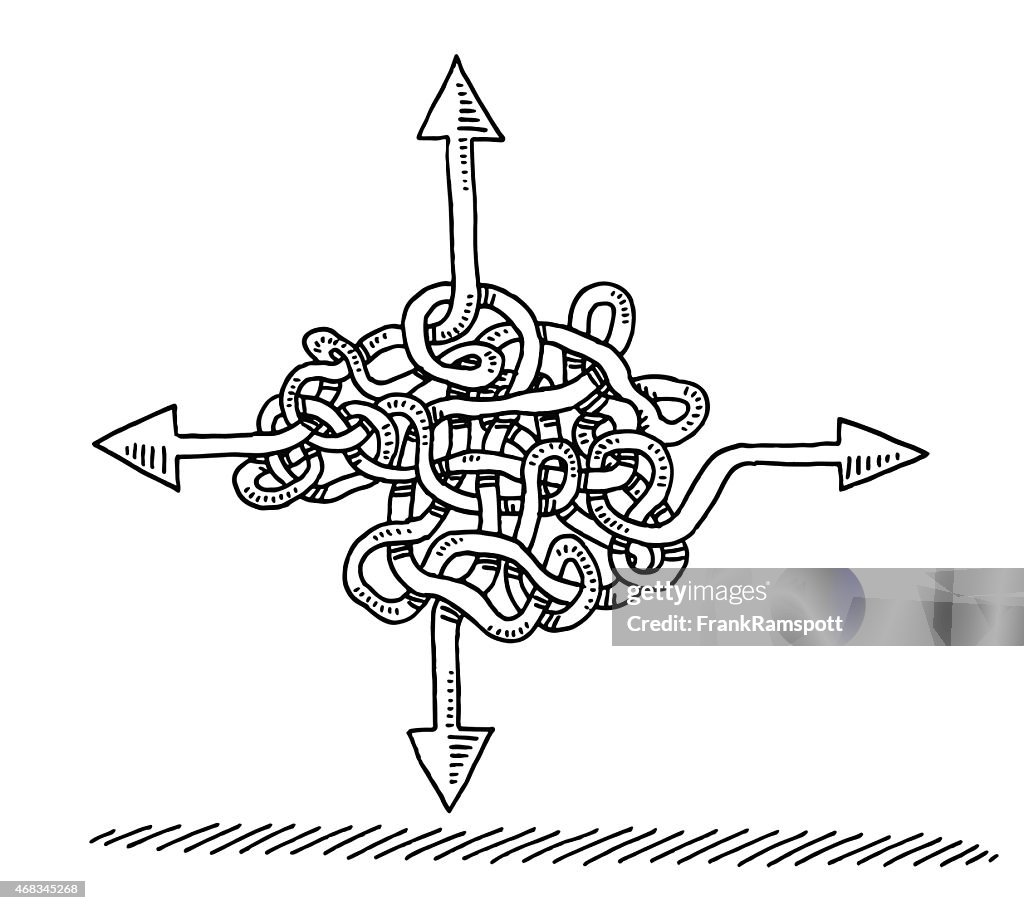 Uncertainty Direction Arrows Concept Drawing High-Res Vector Graphic ...
