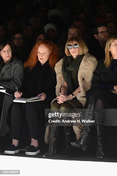 Creative Director of American Vogue Grace Coddington, Editor-in-chief of American Vogue Anna Wintour, and Vogue Fashion Editor Victoria Smith attend...