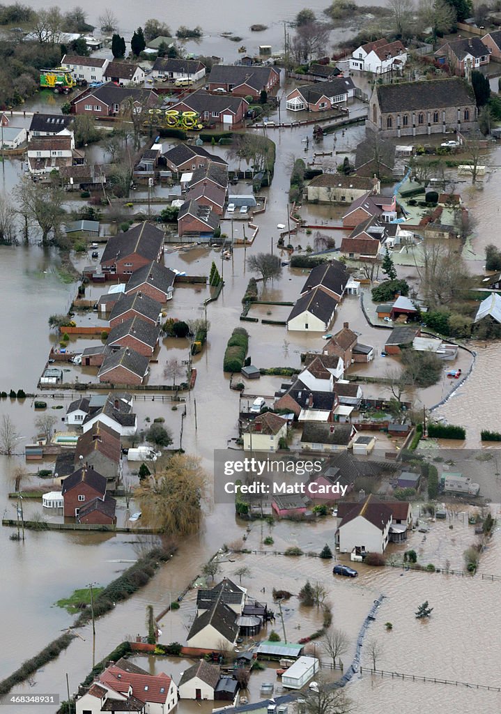 Aerial Views Show The Extent Of The Flooding On The Somerset Levels