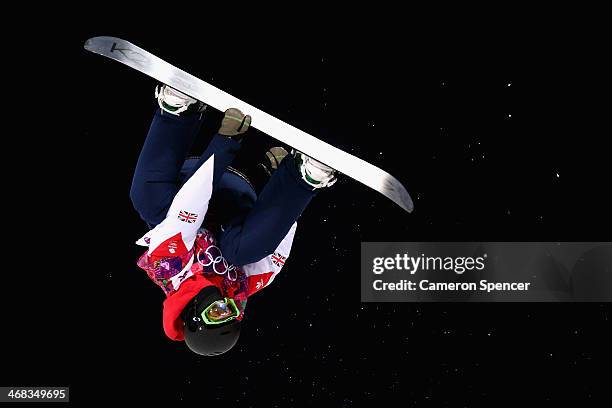 Ben Kilner of Great Britain trains during Snowboard Halfpipe practice during day 3 of the Sochi 2014 Winter Olympics at Rosa Khutor Extreme Park on...