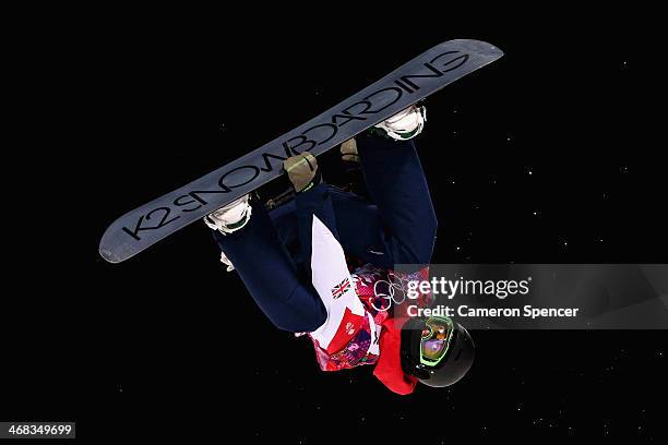 Ben Kilner of Great Britain trains during Snowboard Halfpipe practice during day 3 of the Sochi 2014 Winter Olympics at Rosa Khutor Extreme Park on...