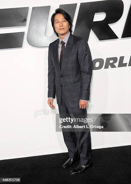 Actor Sung Kang arrives for the Premiere Of Universal Pictures' "Furious 7" held at TCL Chinese Theatre on April 1, 2015 in Hollywood, California.