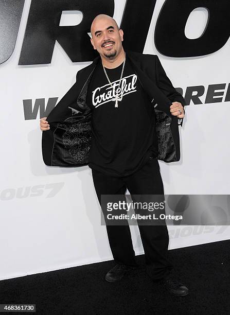 Actor Noel Gugliemi arrives for the Premiere Of Universal Pictures' "Furious 7" held at TCL Chinese Theatre on April 1, 2015 in Hollywood, California.