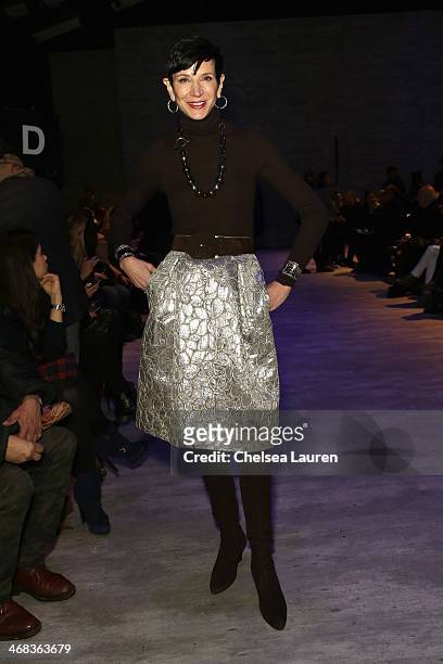 Amy Fine Collins attends the Angel Sanchez fashion show during Mercedes-Benz Fashion Week Fall 2014 at The Pavilion at Lincoln Center on February 10,...