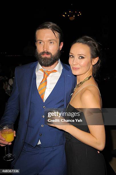 Emmett Scanlan and Claire Cooper attends "A.D. The Bible Continues" New York Premiere Reception at The Highline Hotel on March 31, 2015 in New York...