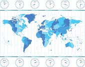 Vector world time zones