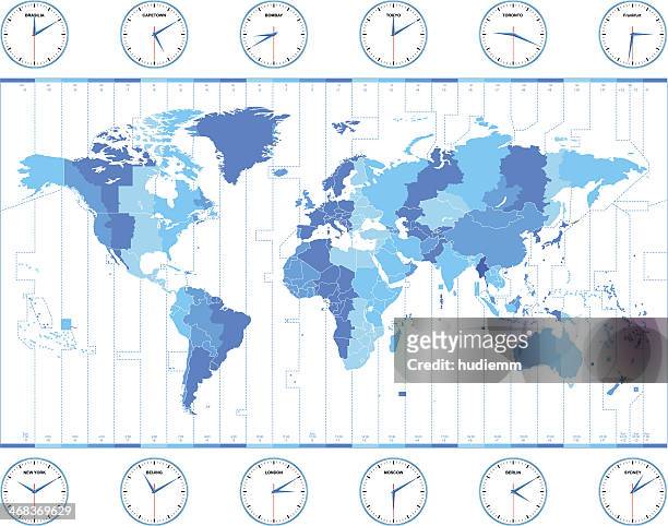 vector world time zones - time zone stock illustrations