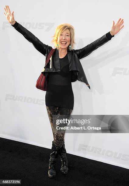 Actress Lin Shaye arrives for the Premiere Of Universal Pictures' "Furious 7" held at TCL Chinese Theatre on April 1, 2015 in Hollywood, California.