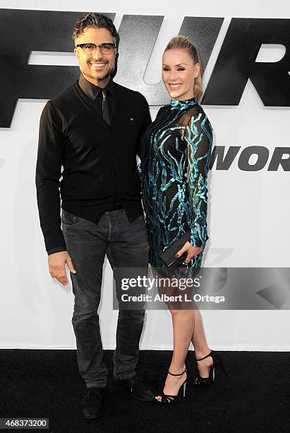 Actor Jaime Camil and guest arrive for the Premiere Of Universal Pictures' "Furious 7" held at TCL Chinese Theatre on April 1, 2015 in Hollywood,...