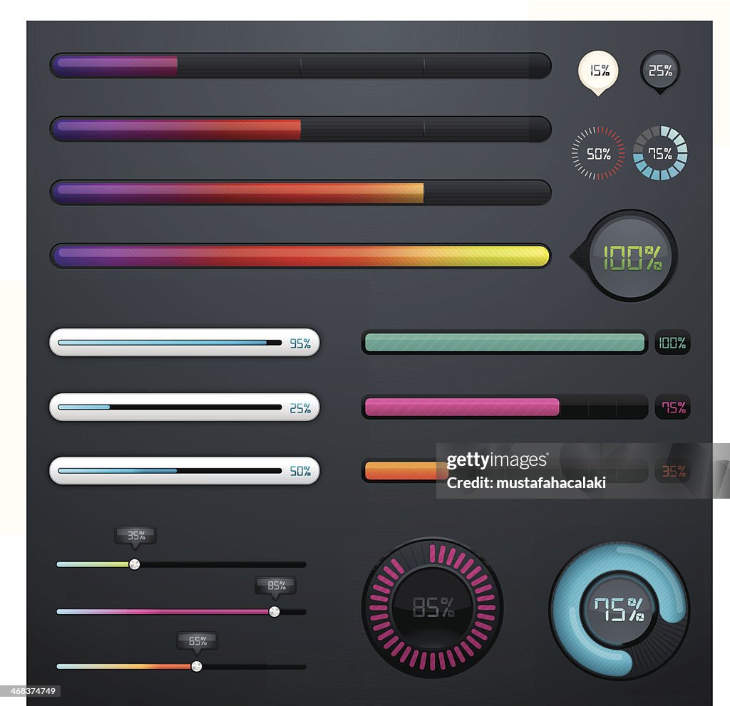 Progres Bar Textuers Colourful Progress Bars High-Res Vector Graphic - Getty Images