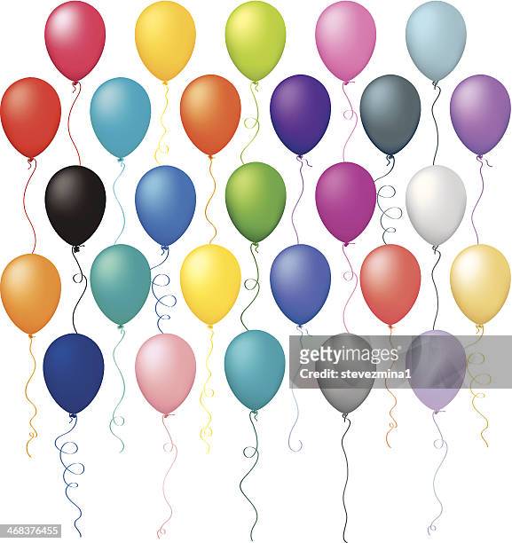 large multi colored birthday balloon celebration vector illustration collection set - royal blue stock illustrations