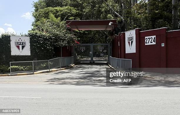 View of the entrance to the Sao Paulo FC training centre in Sao Paulo which will host US national football team during the FIFA World Cup Brazil...