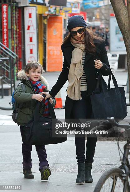 Rachel Weisz is seen taking her her son Henry Aronofsky to school on March 15, 2013 in New York City.