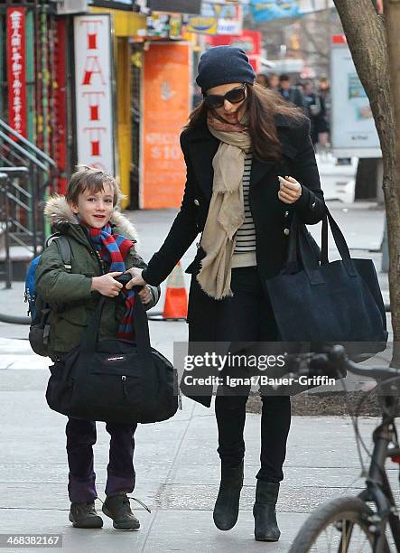 Rachel Weisz is seen taking her her son Henry Aronofsky to school on March 15, 2013 in New York City.