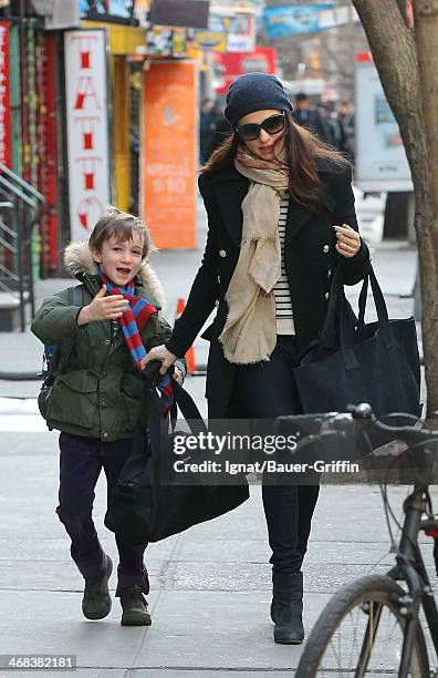 Rachel Weisz is seen taking her her son Henry Aronofsky to school on March 15, 2013 in New York City.