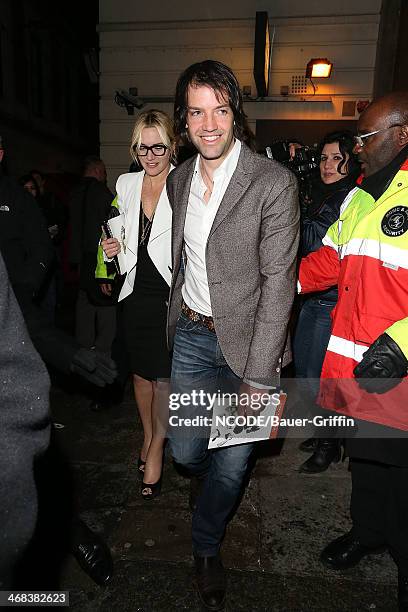 Kate Winslet and Ned Rocknroll are seen leaving "The Book of Mormon" on March 22, 2013 in London, United Kingdom.