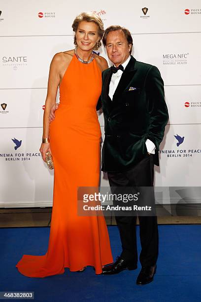 Stephanie von Pfuel and Hendrik te Neues arrive for the Cinema For Peace 2014 - Gala at Konzerthaus Am Gendarmenmarkt on February 10, 2014 in Berlin,...