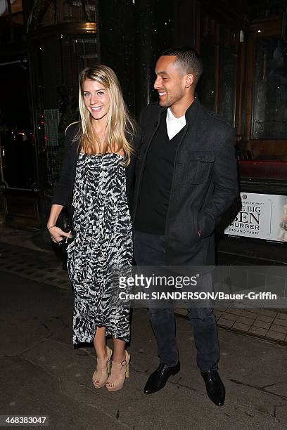Theo Walcott and Melanie Slade are seen at Buddah Bar on March 01, 2013 in London, United Kingdom.