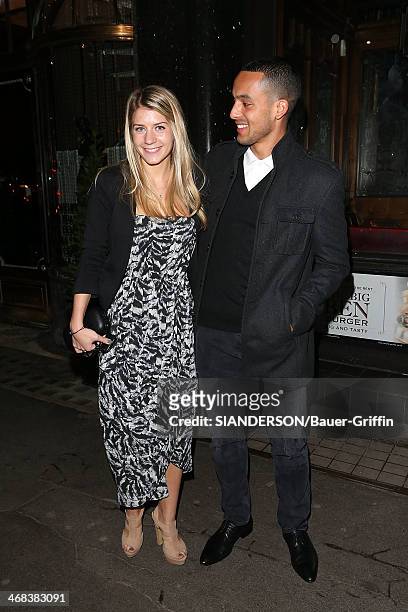 Theo Walcott and Melanie Slade are seen at Buddah Bar on March 01, 2013 in London, United Kingdom.