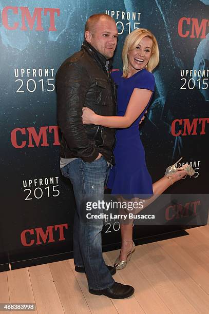Kyle Jacobs and Kellie Pickler attend the Annual 2015 CMT Upfront at The Times Center on April 2, 2015 in New York City.