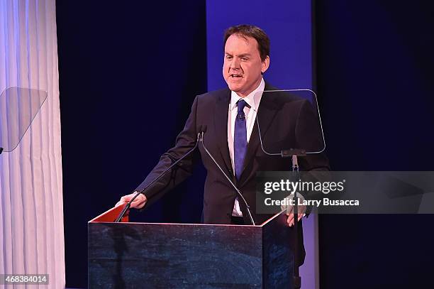 President of CMT Brian Philips speaks onstage at the Annual 2015 CMT Upfront at The Times Center on April 2, 2015 in New York City.