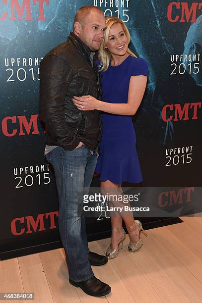 Kyle Jacobs and Kellie Pickler attend the Annual 2015 CMT Upfront at The Times Center on April 2, 2015 in New York City.