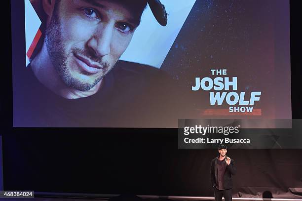 Comedian Josh Wolf speaks onstage at the Annual 2015 CMT Upfront at The Times Center on April 2, 2015 in New York City.