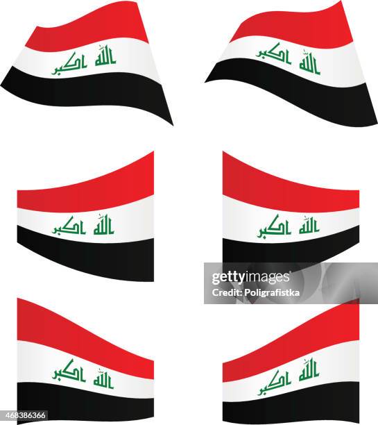 bildbanksillustrationer, clip art samt tecknat material och ikoner med waving flags of iraq - iraks flagga