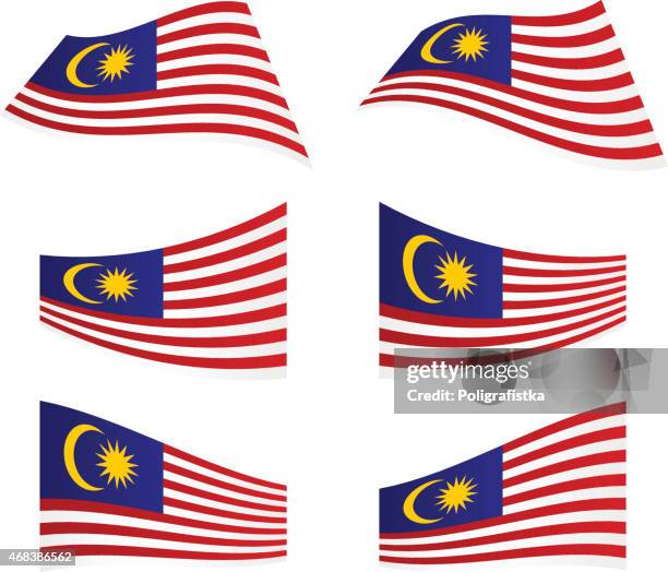 ilustrações de stock, clip art, desenhos animados e ícones de a agitar bandeiras da malásia - bandeira-da-malásia