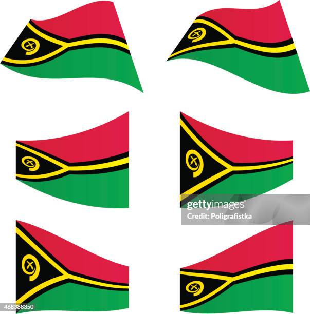 waving flags of vanuatu - vanuatu flag stock illustrations