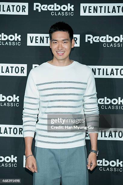 South Korean actor Jung Gyu-Woon attends Reebok Classic "Ventilator" Launch Party on April 2, 2015 in Seoul, South Korea.