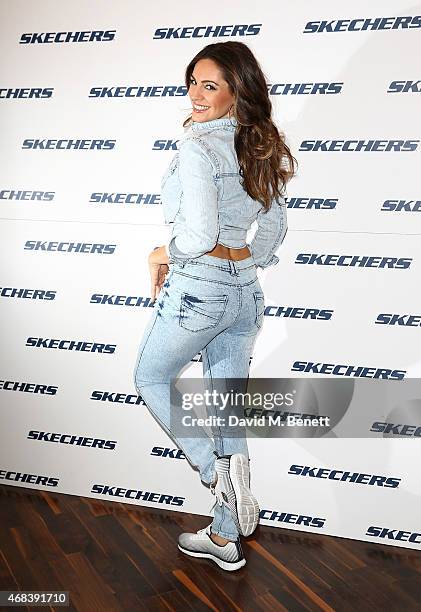 Kelly Brook attends the campaign launch for a new range of trainers featuring Sketchers Memory Foam at Sketchers in Westfield Stratford City on April...