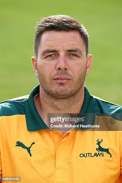 Paul Franks during the Nottinghamshire County Cricket Photocall at Trent Bridge on April 2, 2015 in Nottingham, England.