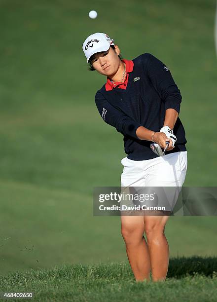 Yani Tseng of Taiwan plays her third shot on the 12th hole during the first round of the ANA Inspiration on the Dinah Shore Tournament Course at...