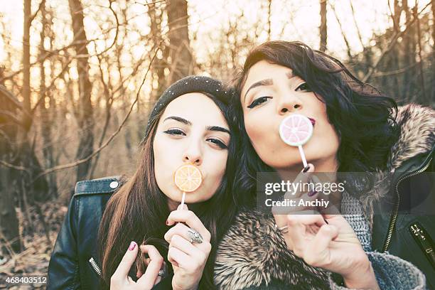 best friends taking selfie - dumb blonde stock pictures, royalty-free photos & images