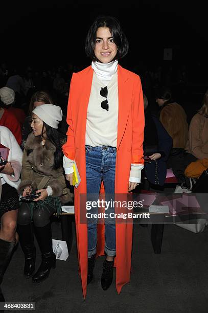 Leandra Medine attends the 3.1 Phillip Lim fashion show during Mercedes-Benz Fashion Week Fall 2014 at Skylight at Moynihan Station on February 10,...