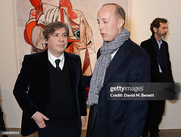 George Condo and Per Skarstedt attend the opening reception at Simon Lee Gallery for an exhibition of new paintings by renowned American artist...