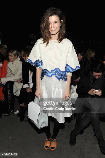 Blogger Hanneli Mustaparta attends the 3.1 Phillip Lim fashion show during Mercedes-Benz Fashion Week Fall 2014 at Skylight at Moynihan Station on...