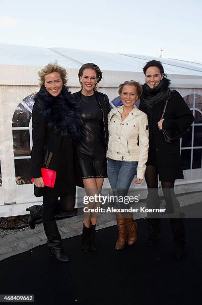 Anne Wis, Monica Ivancan, Nova Meierhenrich and Judith Berger attend the Different Fashion Party 2015 on April 2, 2015 in Sylt, Germany.